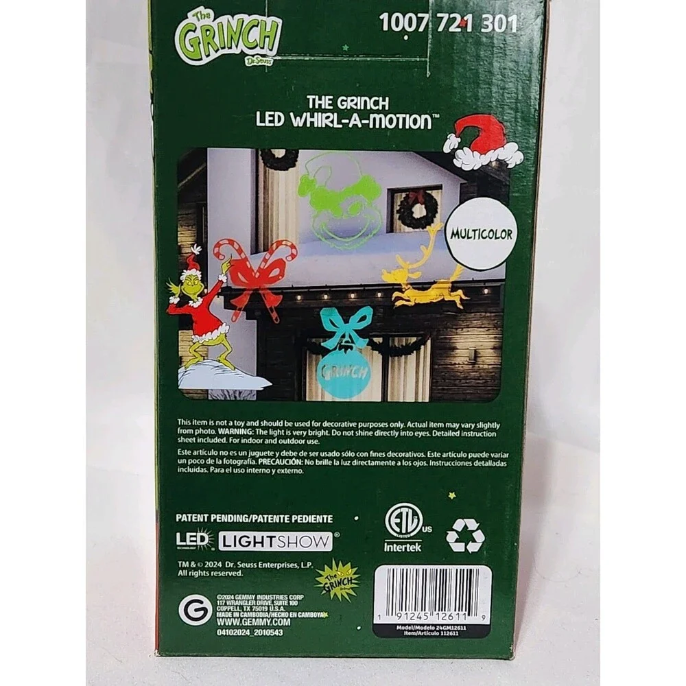 Christmas The Grinch LED Whirl A Motion Static Light Show Projects 15 FT GEMMY